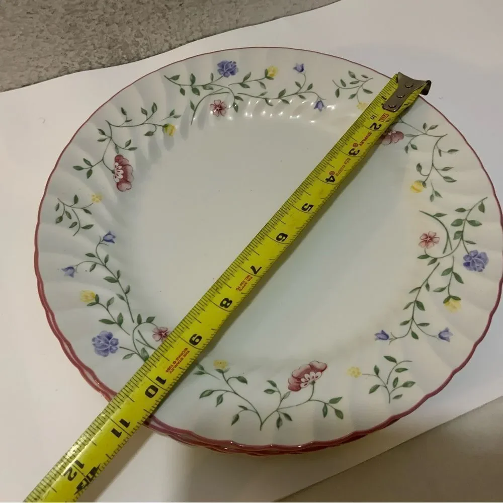 2 Johnson Brothers Summer Chintz Dinner Plates Pink Flower Ridged Border England